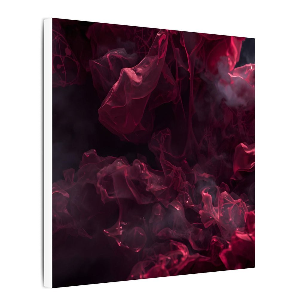 Scarletveil canvas print by Scattercrate — crimson silk folds in cold fog