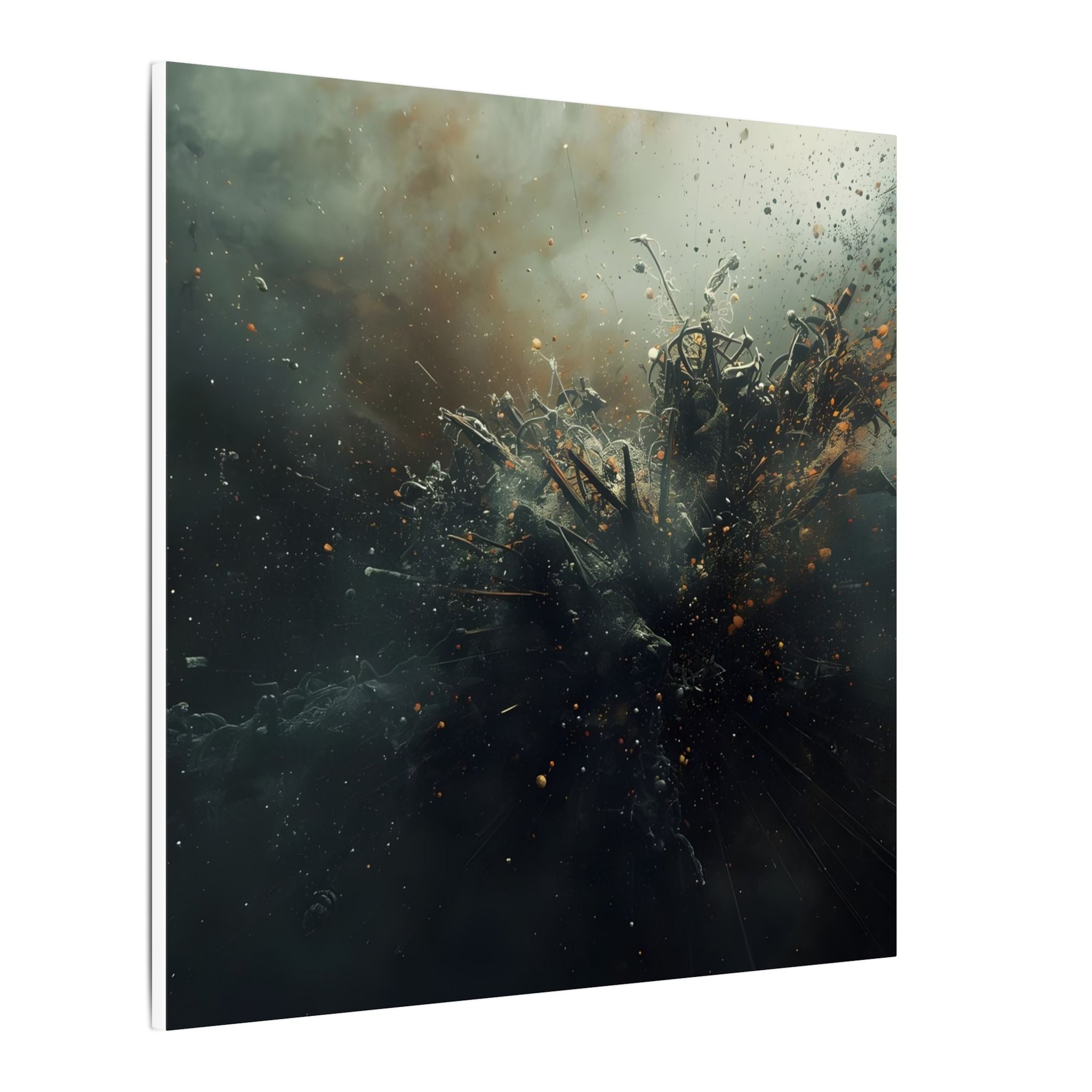 Cindershatter canvas print by Scattercrate — charcoal debris and ember explosion