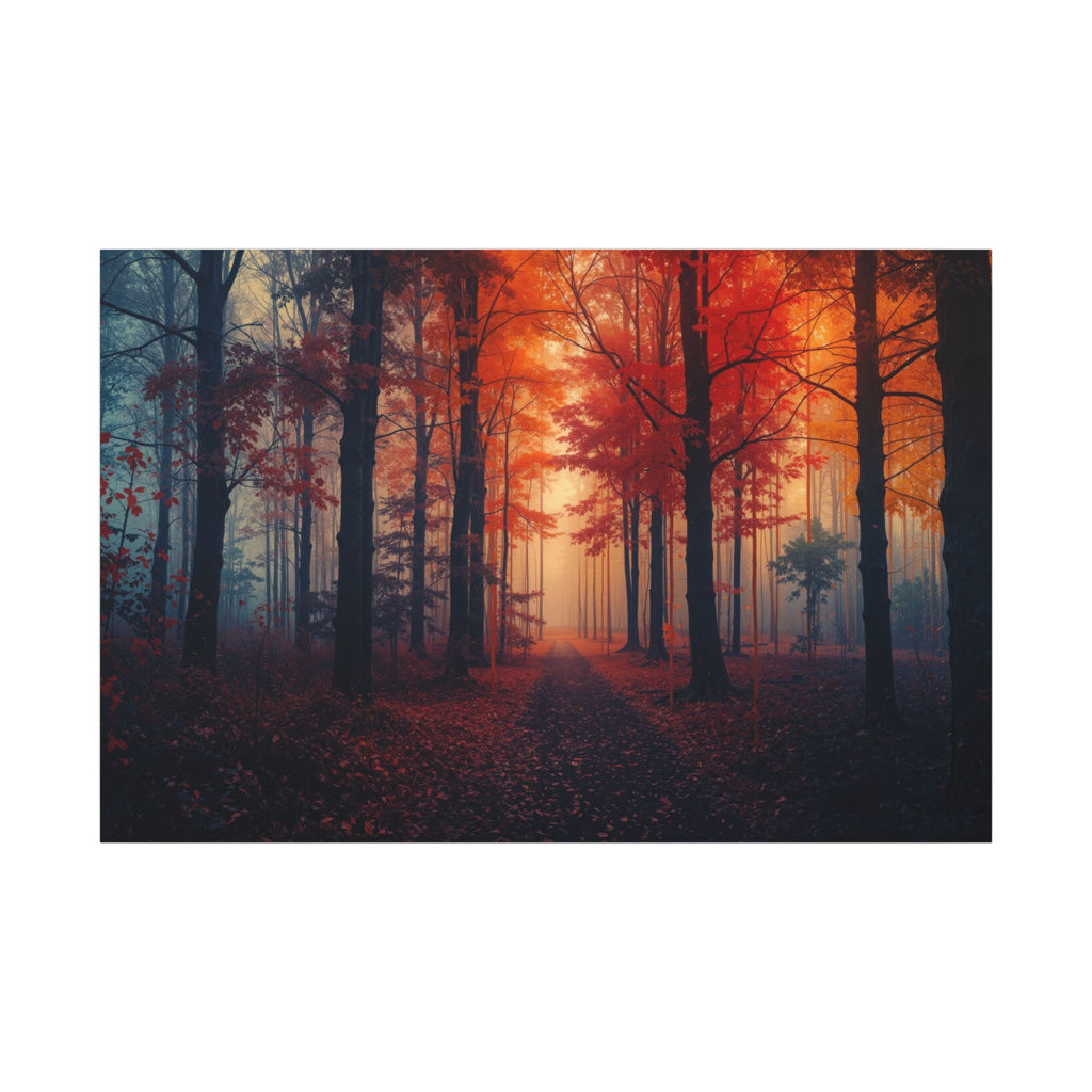 AMBER FOREST — Abstract Autumn Forest Framed Canvas Wall Art