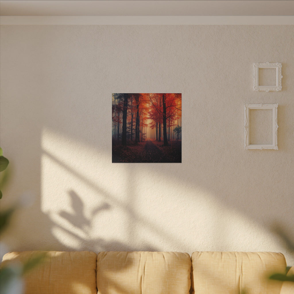 AMBER FOREST — Abstract Autumn Forest Framed Canvas Wall Art