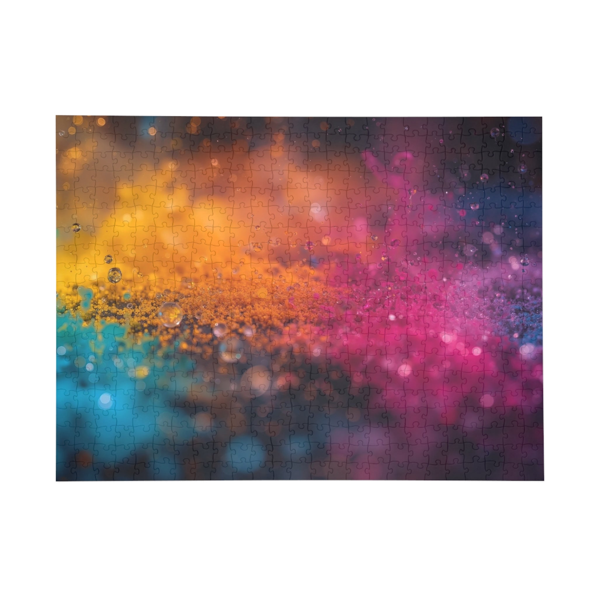 DEWBURST art puzzle by Scattercrate — vibrant powder splatter with dew-lit particles