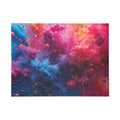 Magentamist 500-piece jigsaw puzzle by Scattercrate — cobalt sphere wall art, magenta mist over deep blue
