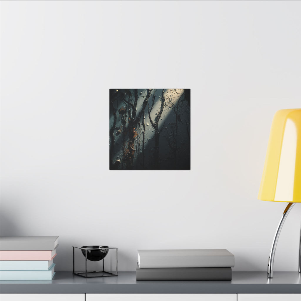 MOONVEIL moonbeam nocturne forest framed canvas wall art by Scattercrate — moonlit blue moody decor