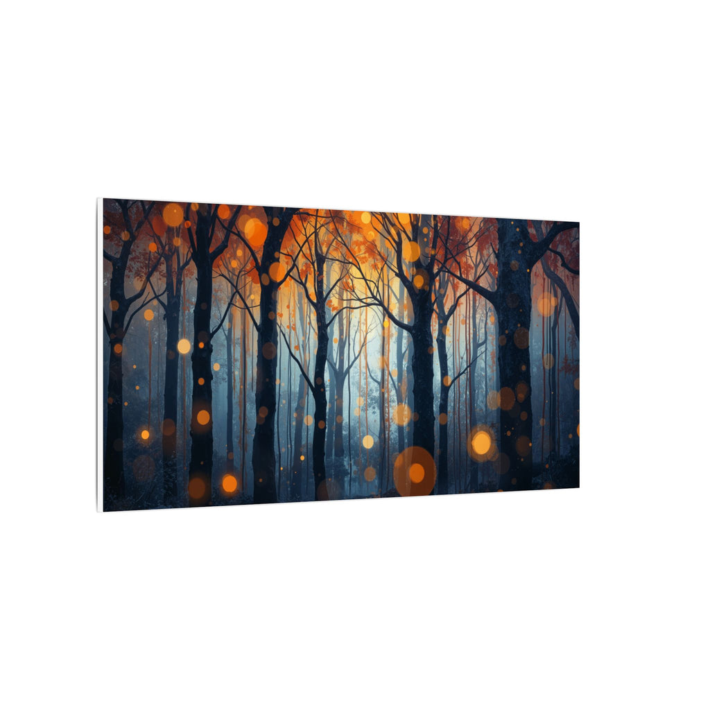GLOW FOREST — Abstract Forest Lights Framed Canvas Wall Art