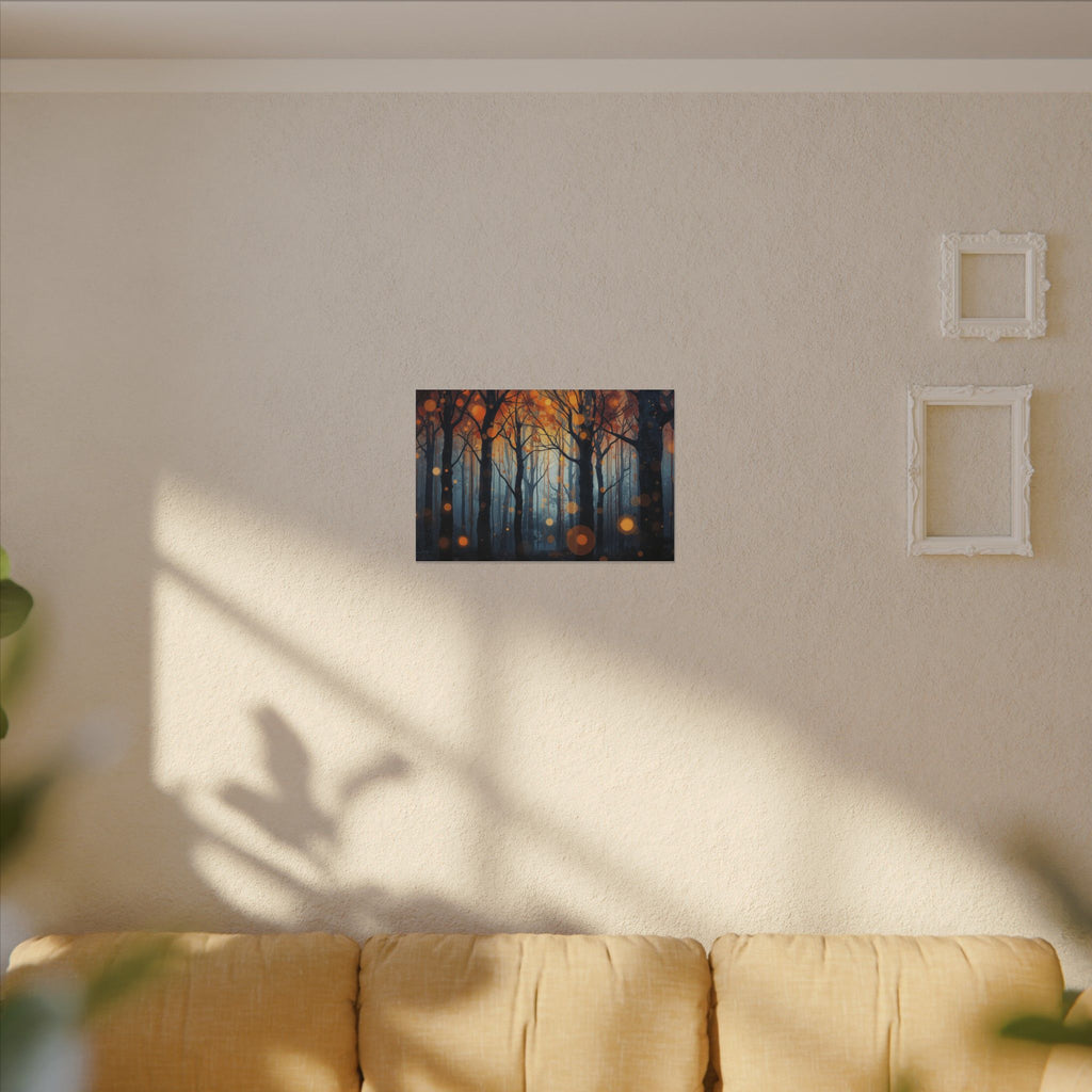GLOW FOREST — Abstract Forest Lights Framed Canvas Wall Art