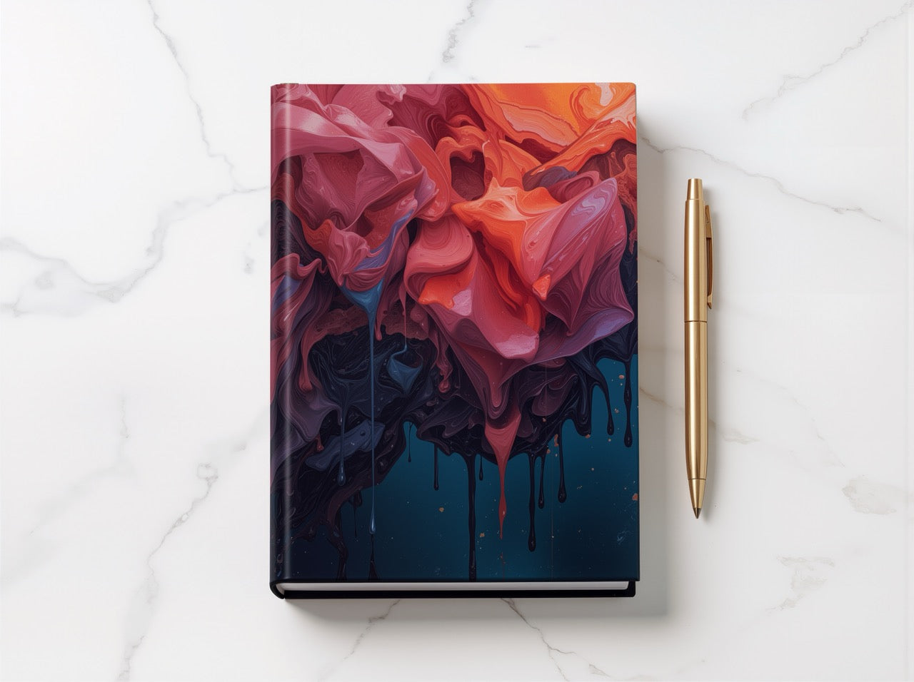 CRIMSONDRIP hardcover art journal by Scattercrate — crimson crystal dripping down black stone