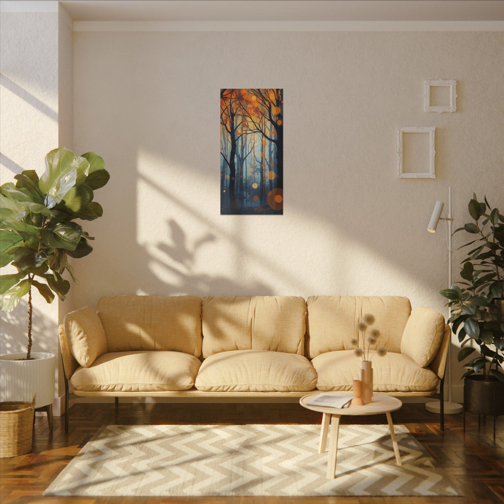 GLOW FOREST — Abstract Forest Lights Framed Canvas Wall Art