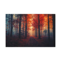 AMBER FOREST abstract autumn forest framed canvas wall art by Scattercrate — warm golden forest decor