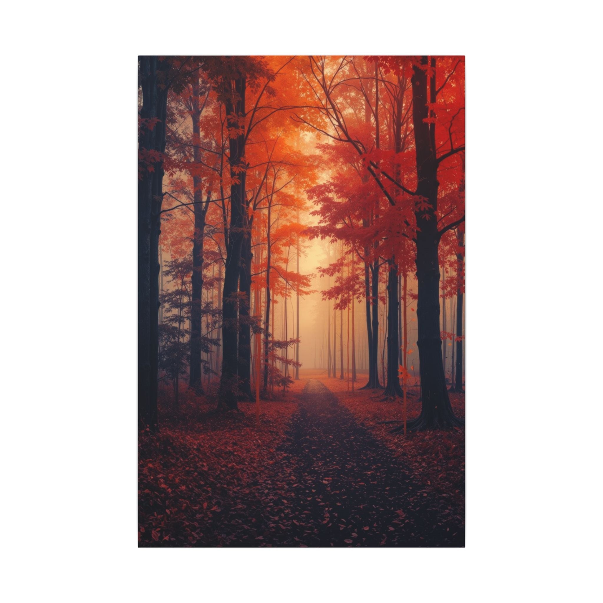 AMBER FOREST — Abstract Autumn Forest Framed Canvas Wall Art