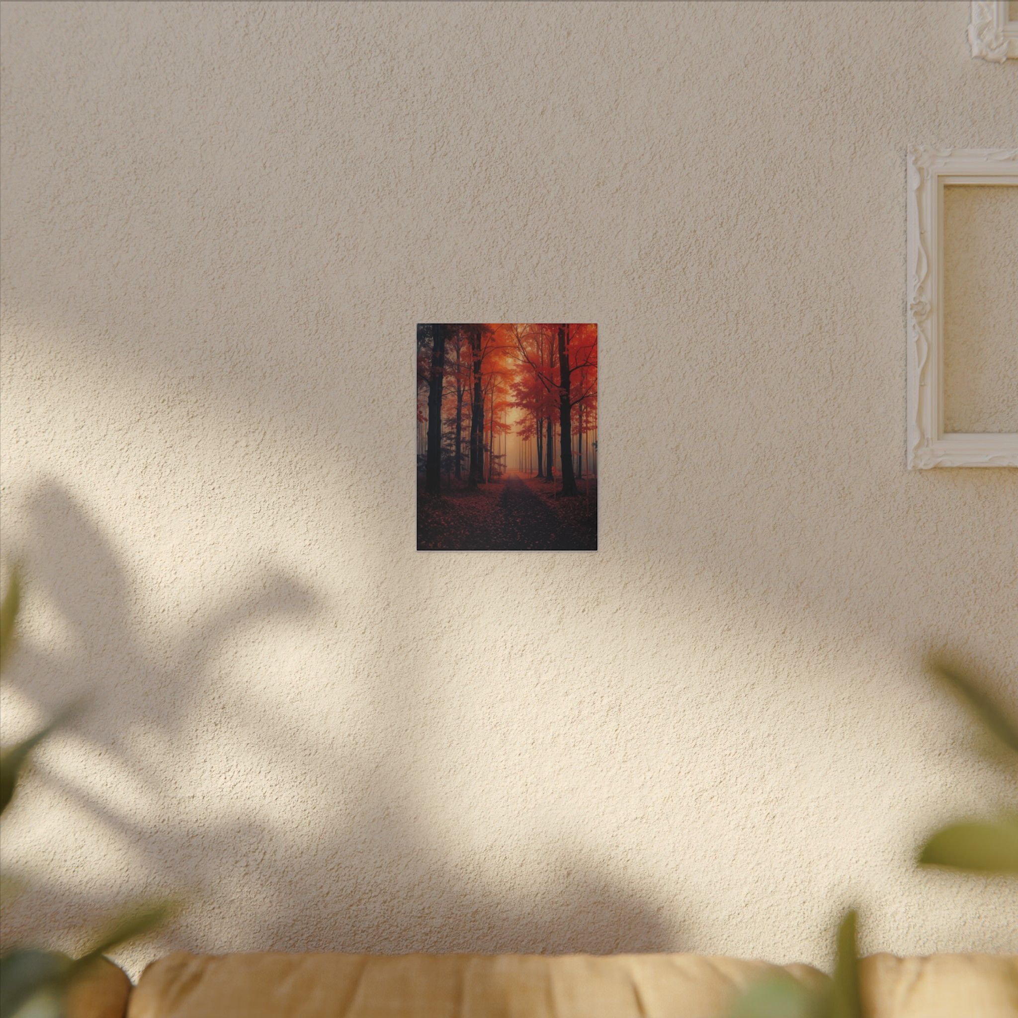 AMBER FOREST — Abstract Autumn Forest Framed Canvas Wall Art
