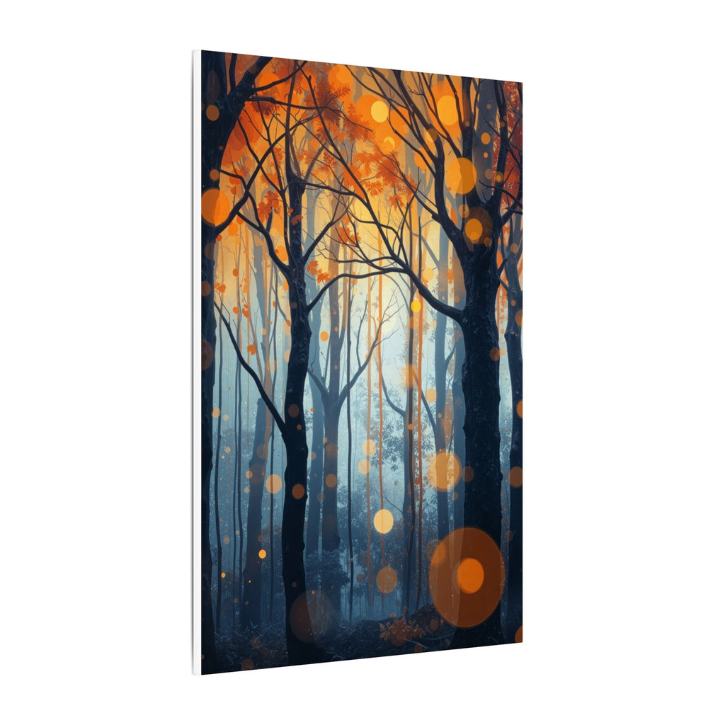 GLOW FOREST — Abstract Forest Lights Framed Canvas Wall Art