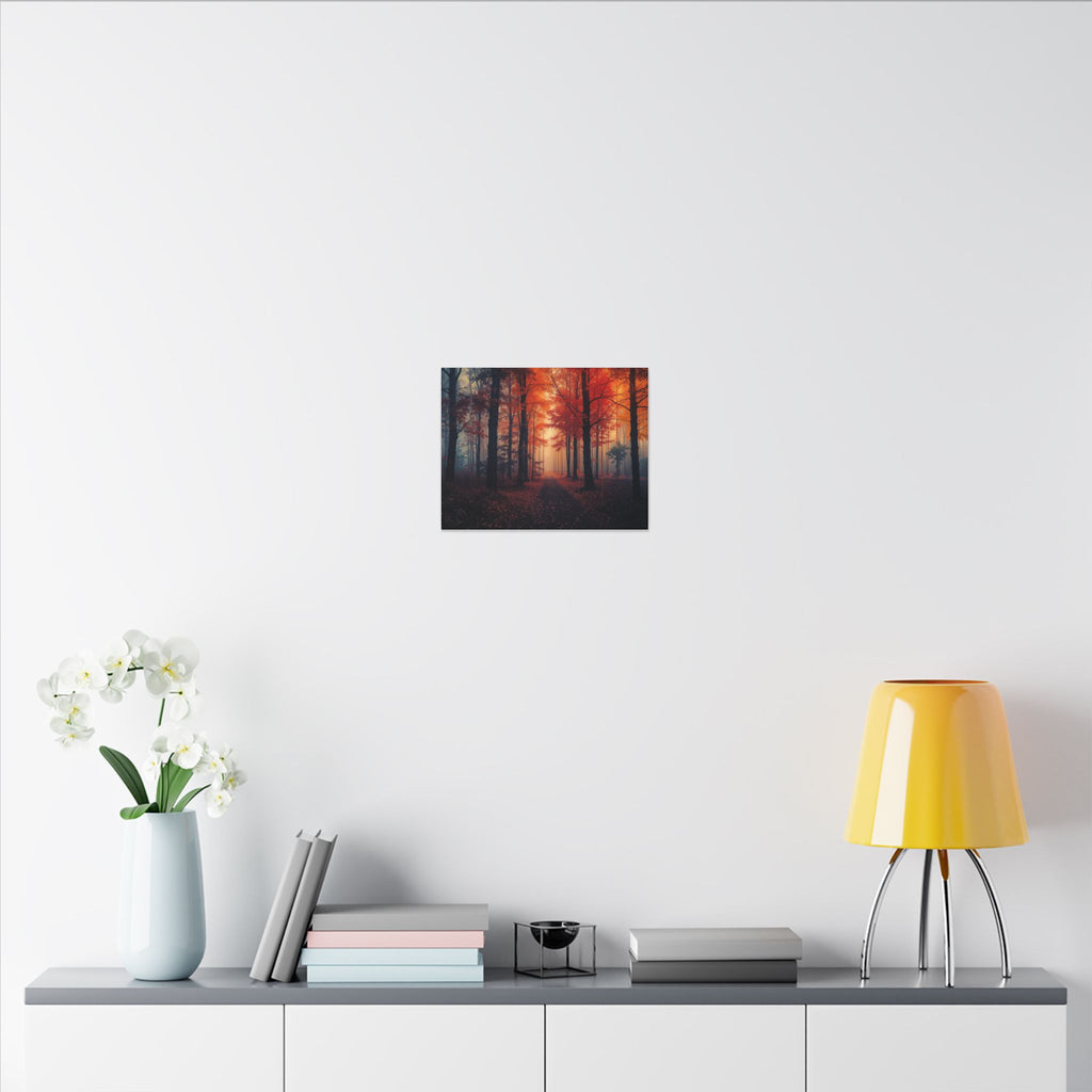 AMBER FOREST — Abstract Autumn Forest Framed Canvas Wall Art