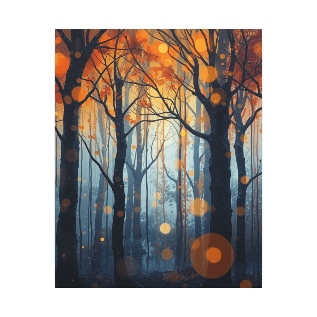 GLOW FOREST — Abstract Forest Lights Framed Canvas Wall Art
