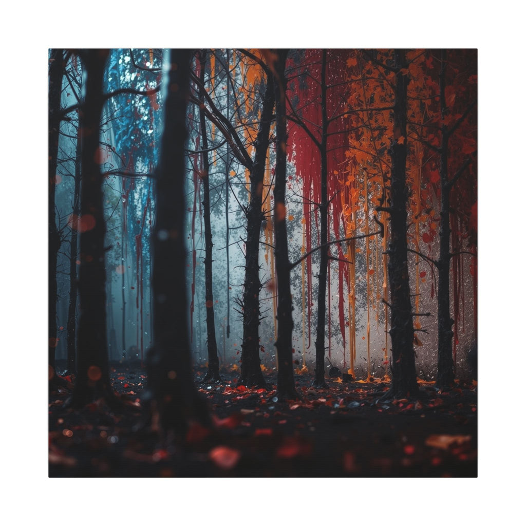 FROSTEMBER frost and ember forest framed canvas wall art by Scattercrate — icy-and-fire moody decor