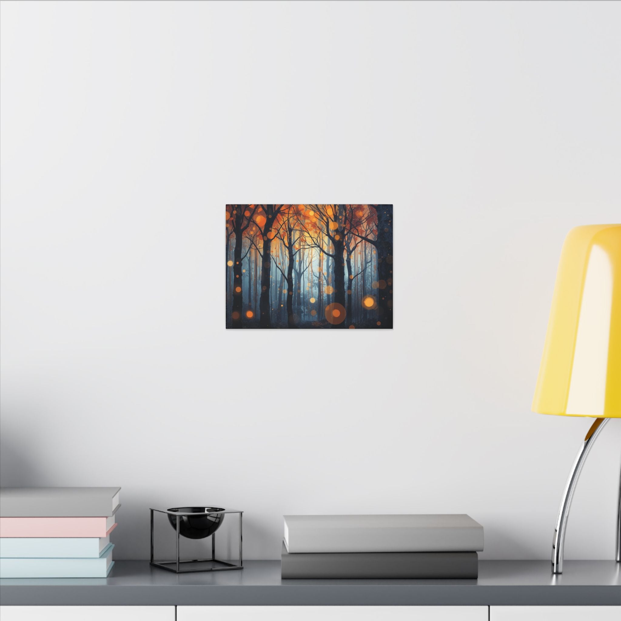 GLOW FOREST — Abstract Forest Lights Framed Canvas Wall Art