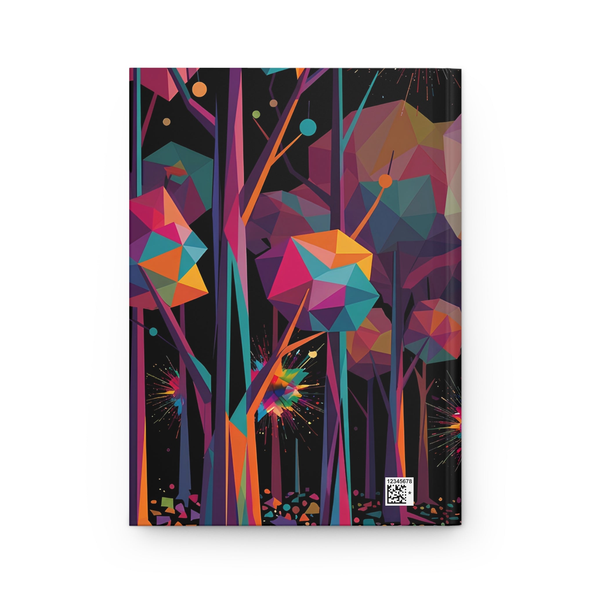 GEOMETRIC FOREST hardcover art journal by Scattercrate — emerald and gold low-poly geometric forest cover