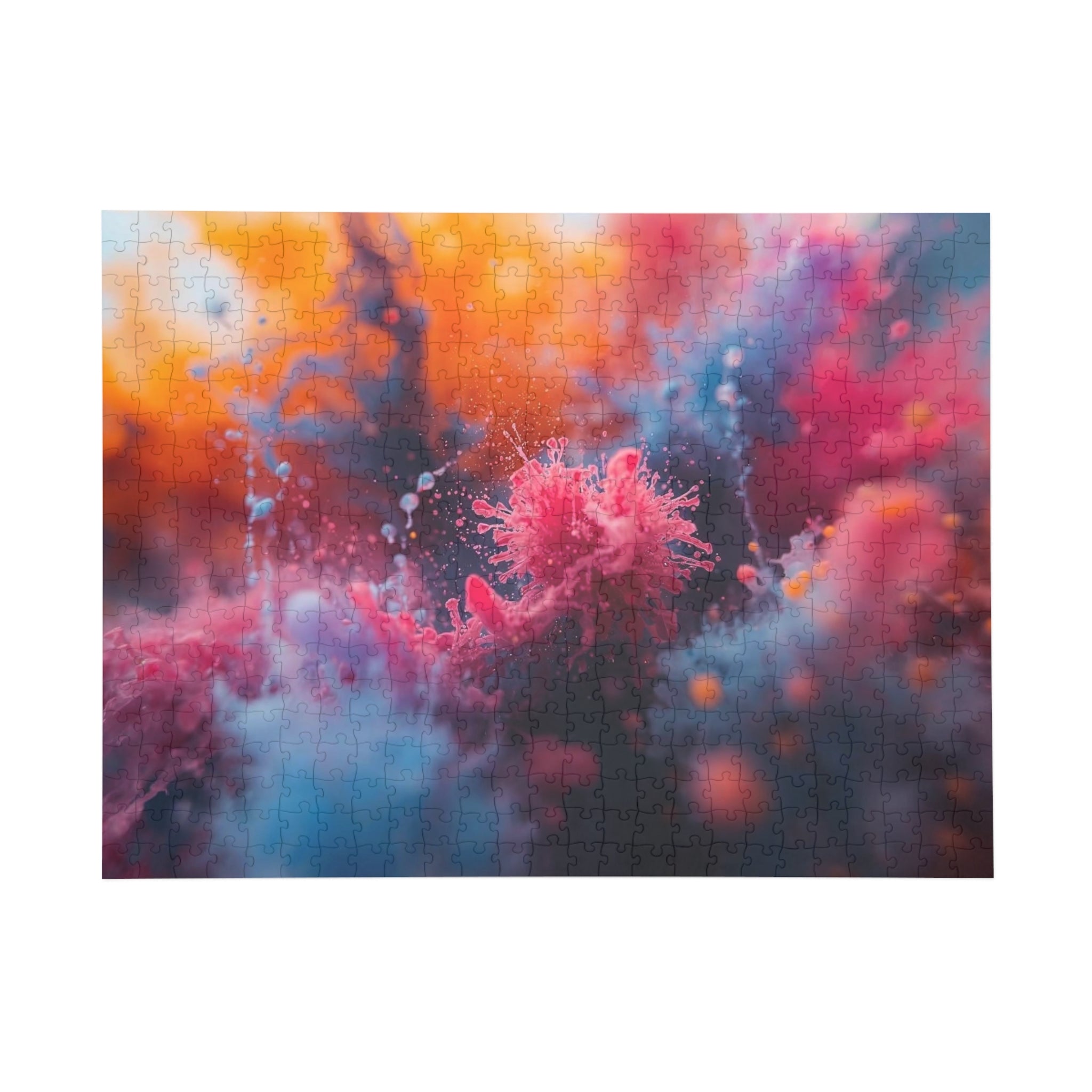 Novaflare 500-piece jigsaw puzzle by Scattercrate — magenta burst abstract art