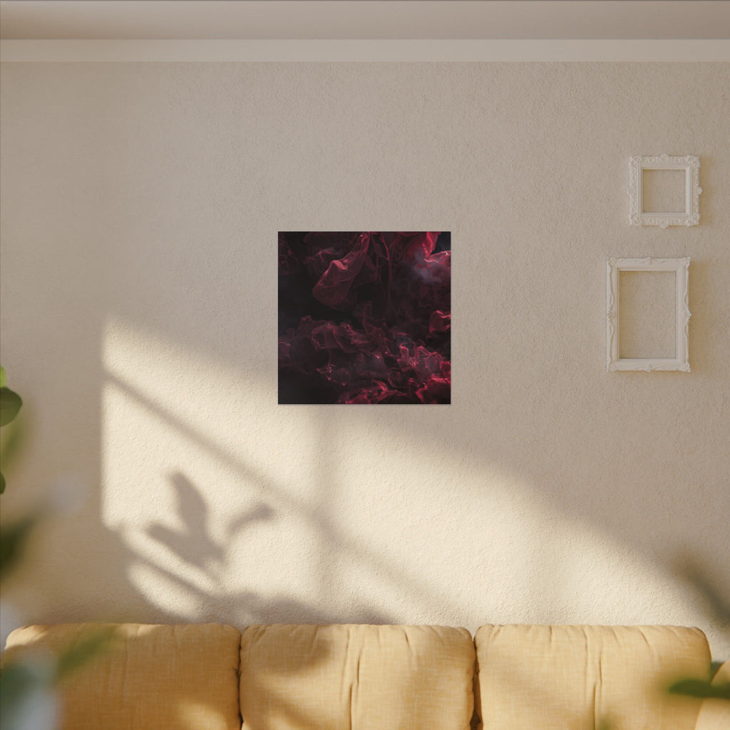 Scarletveil canvas print by Scattercrate — crimson silk folds in cold fog