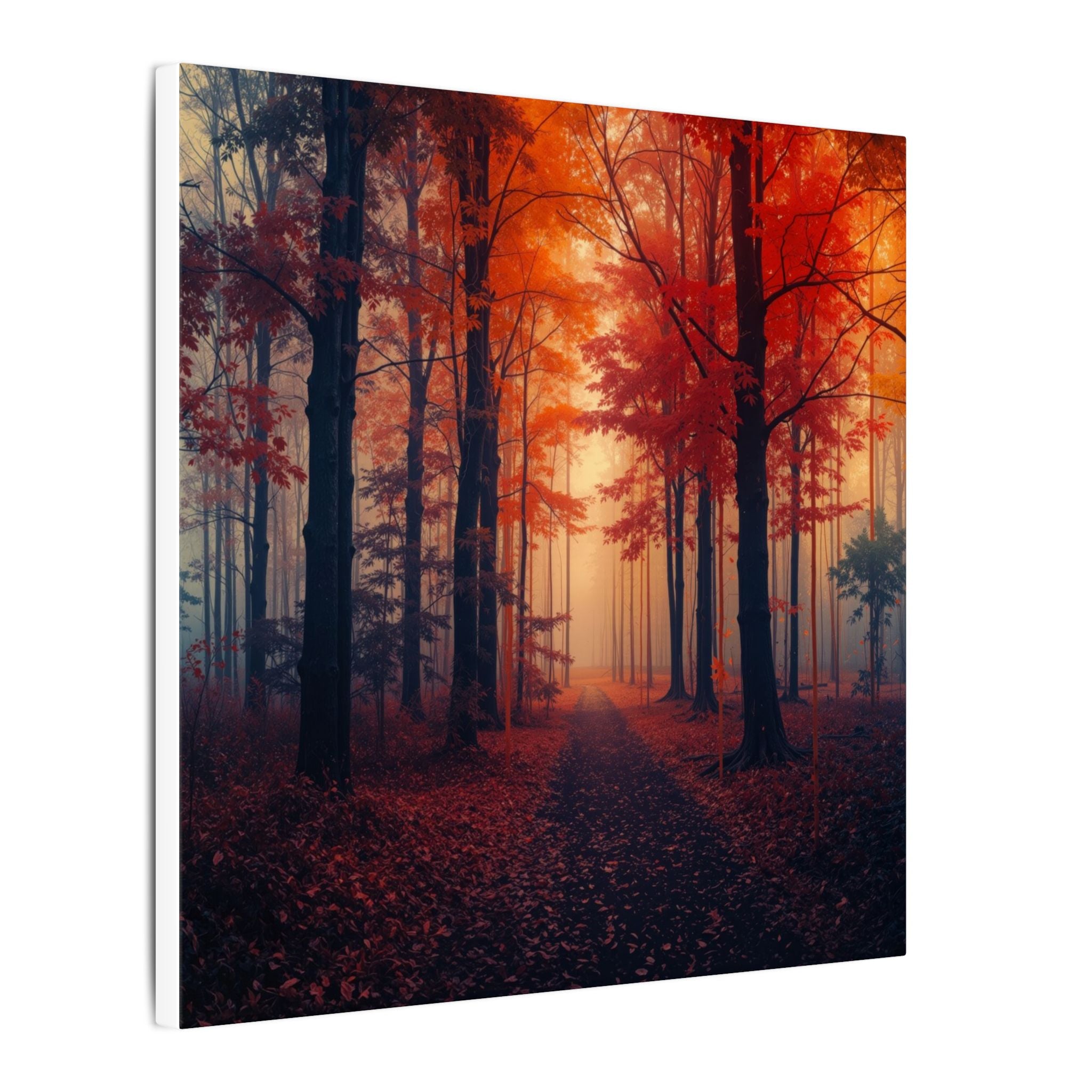 AMBER FOREST — Abstract Autumn Forest Framed Canvas Wall Art