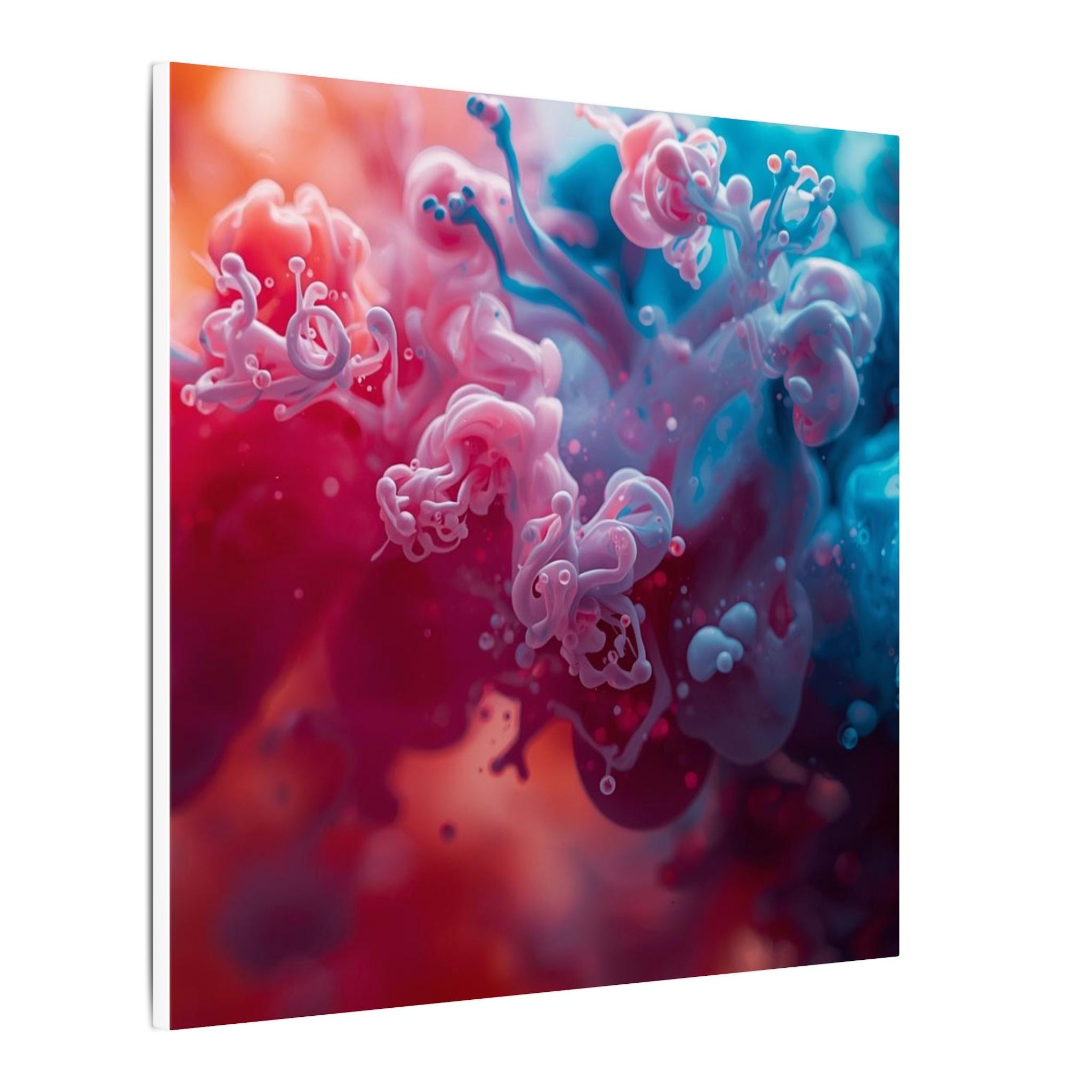 Marblewave Canvas Print — Red & Blue Ink Swirl Wall Art