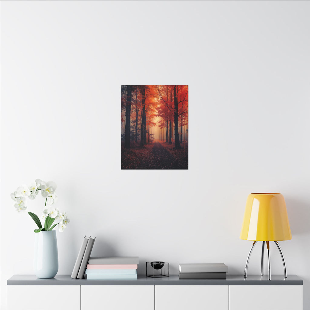 AMBER FOREST — Abstract Autumn Forest Framed Canvas Wall Art