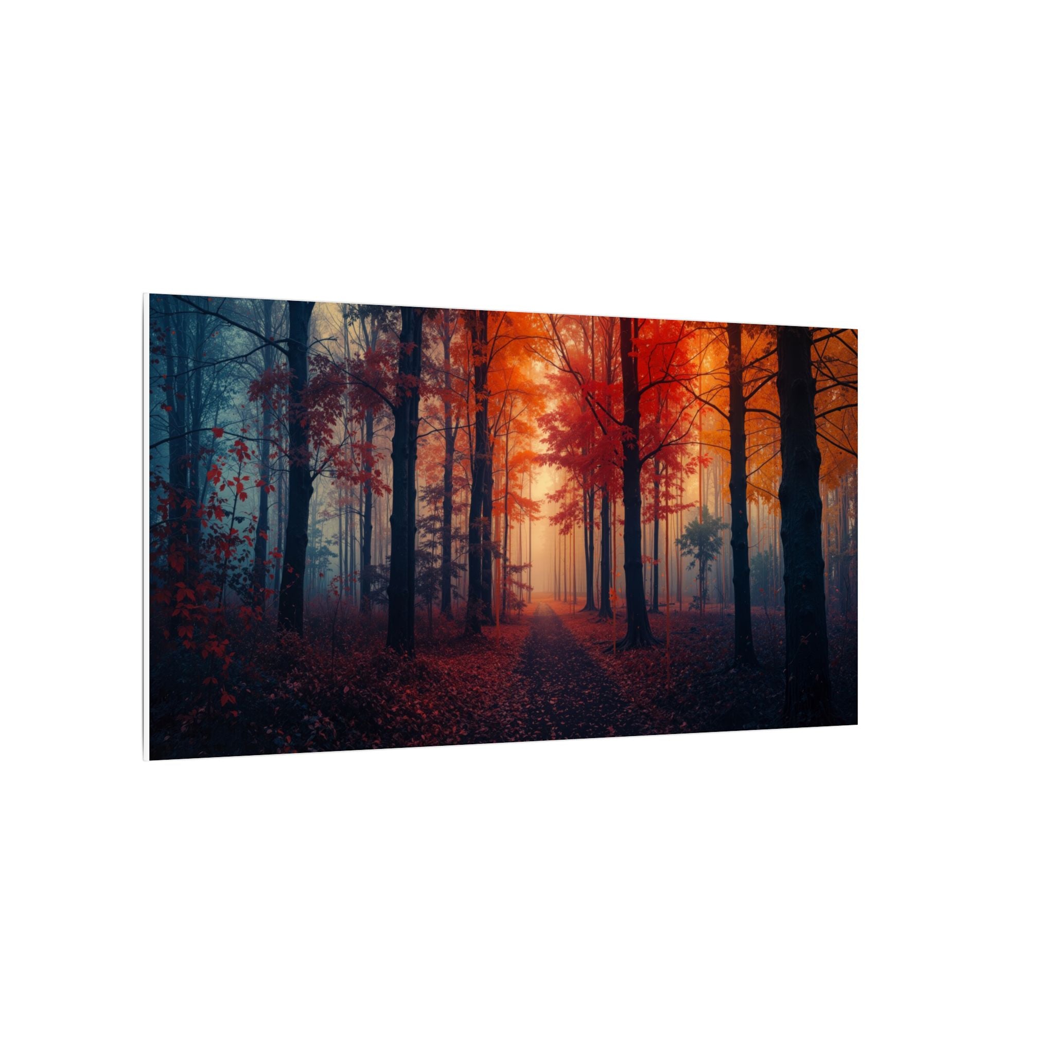 AMBER FOREST — Abstract Autumn Forest Framed Canvas Wall Art