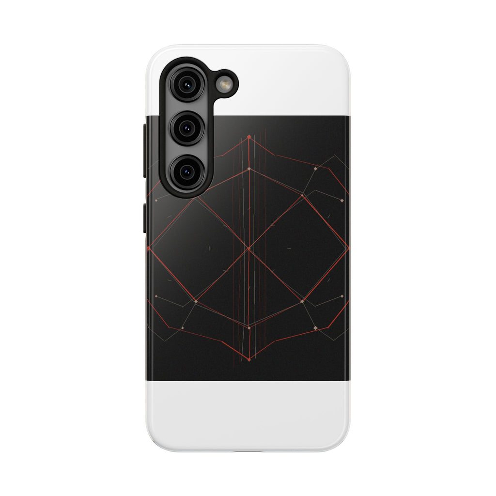 Dead Reckoning tough phone case by Scattercrate — abstract navigation art, dark geometric protective case