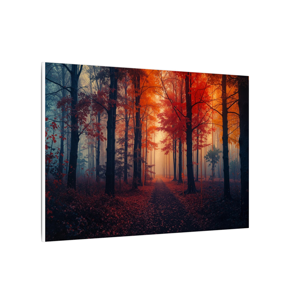 AMBER FOREST — Abstract Autumn Forest Framed Canvas Wall Art