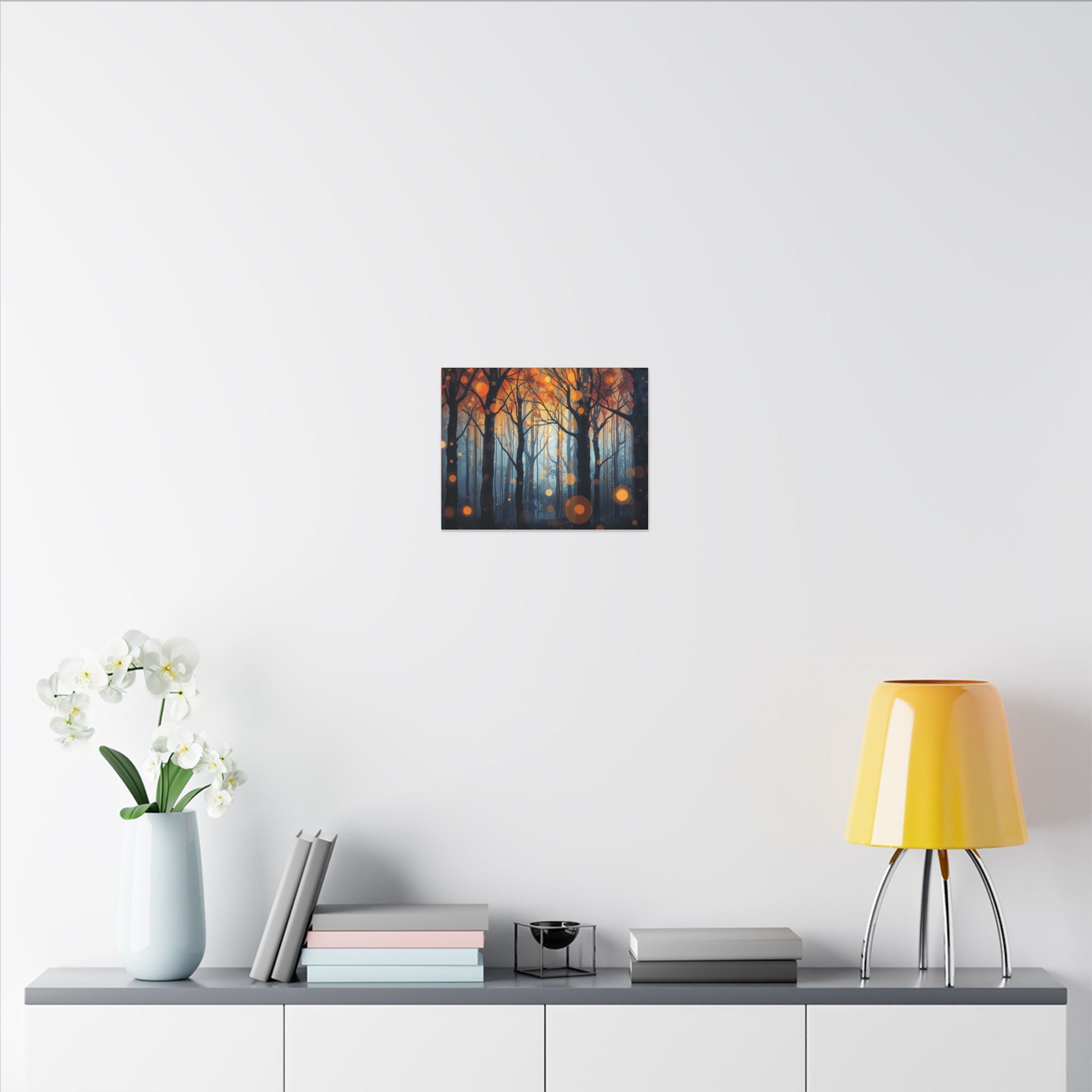 GLOW FOREST — Abstract Forest Lights Framed Canvas Wall Art