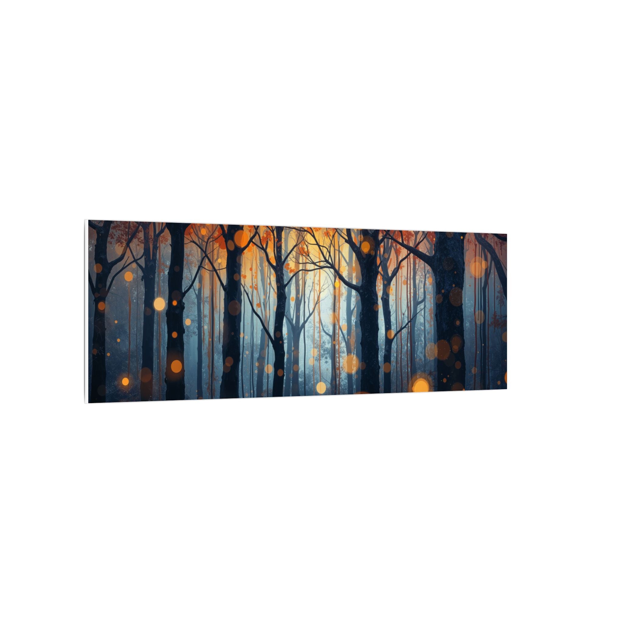 GLOW FOREST — Abstract Forest Lights Framed Canvas Wall Art
