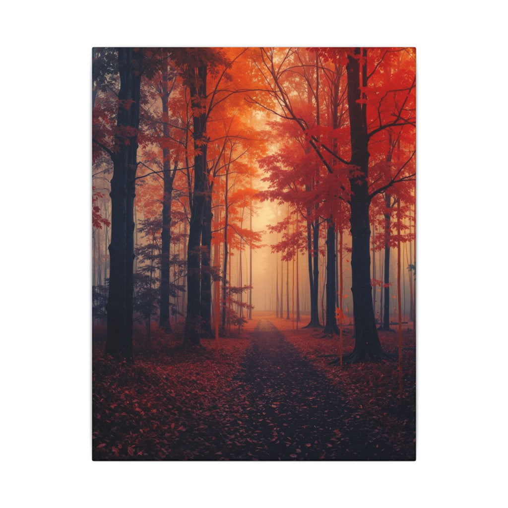 AMBER FOREST — Abstract Autumn Forest Framed Canvas Wall Art