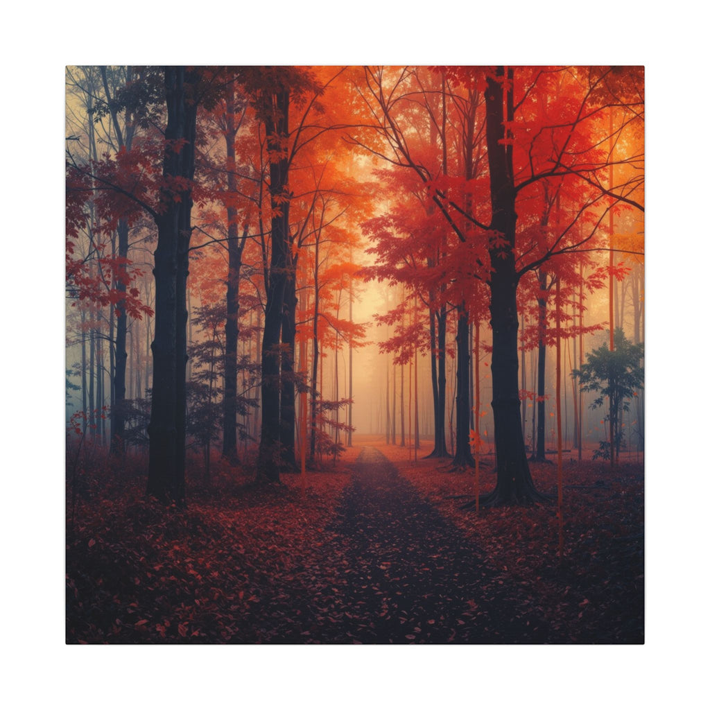 AMBER FOREST — Warm Golden Forest Framed Canvas Wall Art