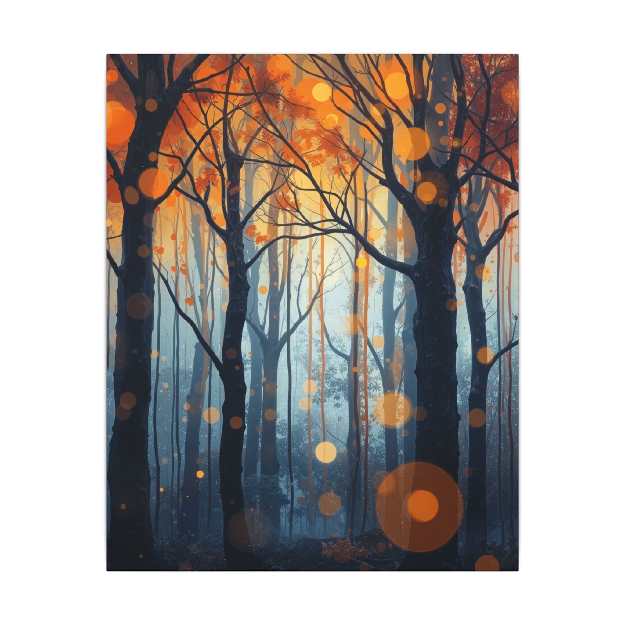 GLOW FOREST — Abstract Forest Lights Framed Canvas Wall Art