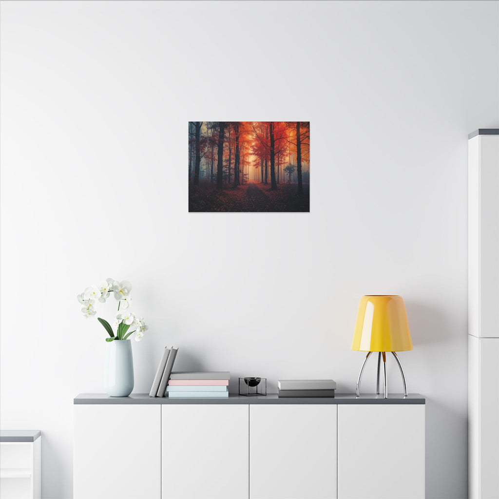 AMBER FOREST — Abstract Autumn Forest Framed Canvas Wall Art