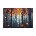GLOW FOREST abstract forest lights framed canvas wall art by Scattercrate — luminous forest glow decor