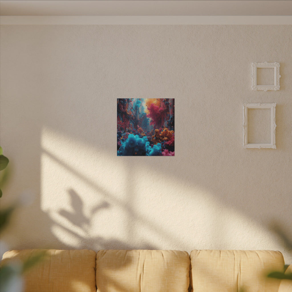 Alleybloom canvas print by Scattercrate — graffiti coral ink blooms on a tagged alley wall