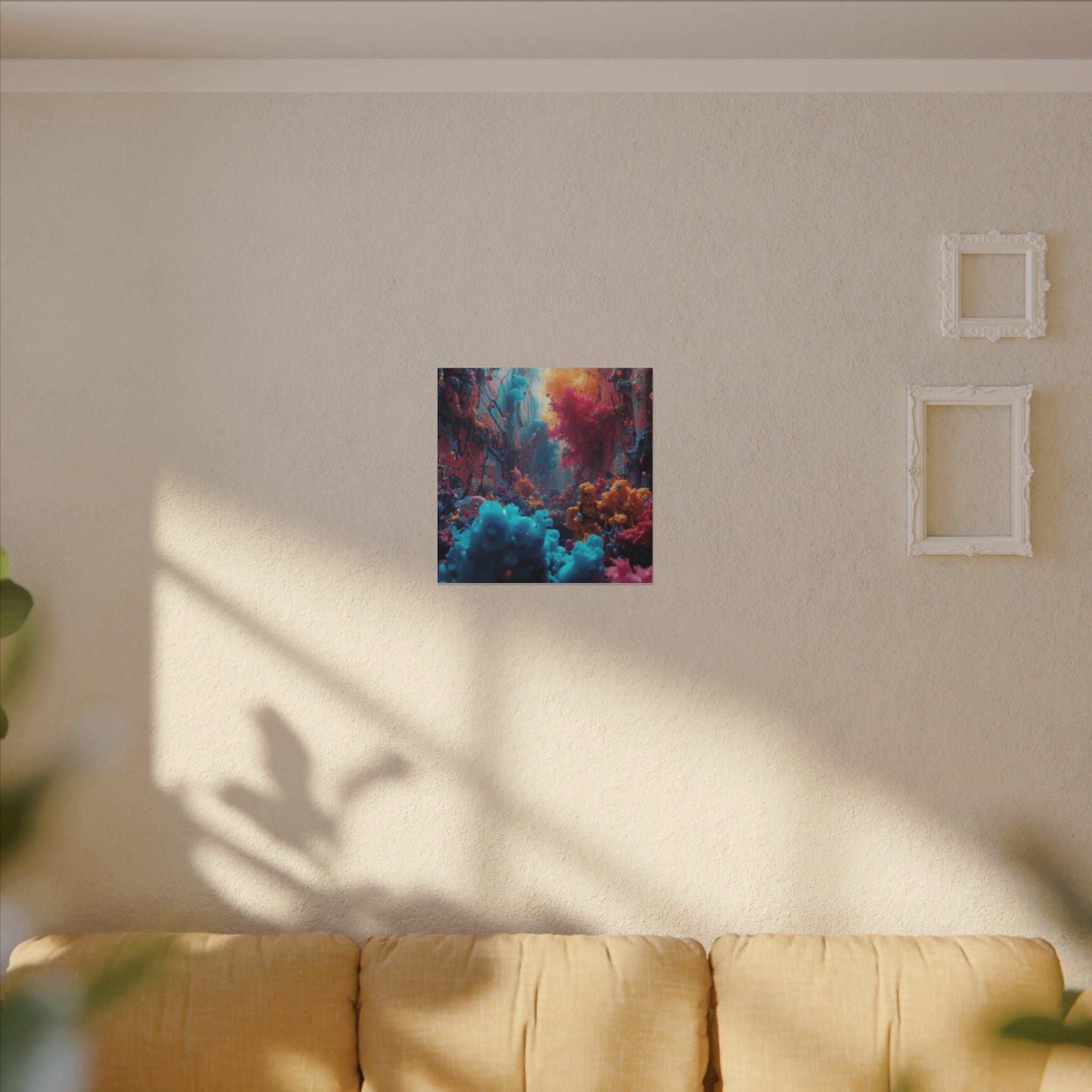 Alleybloom canvas print by Scattercrate — graffiti coral ink blooms on a tagged alley wall