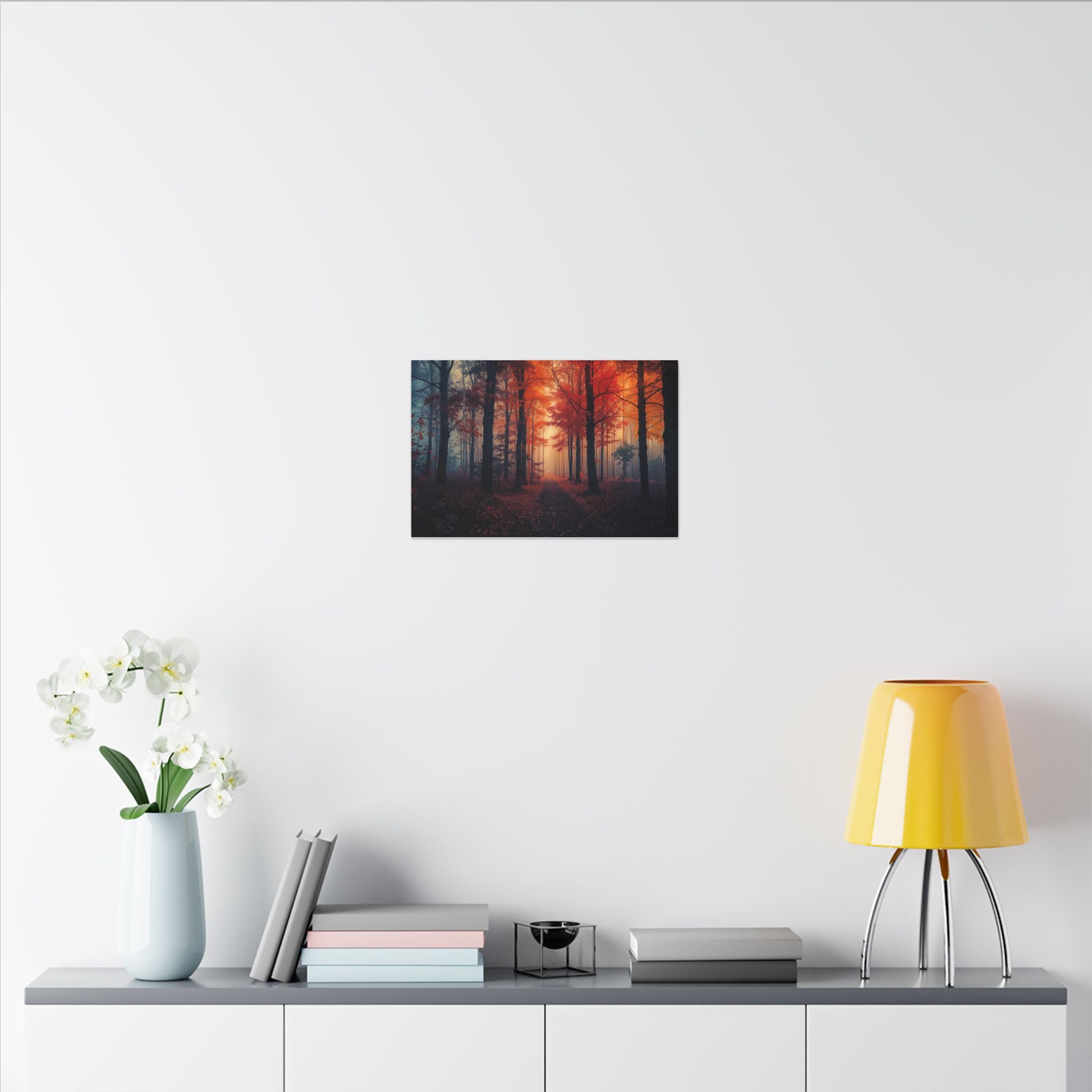 AMBER FOREST — Abstract Autumn Forest Framed Canvas Wall Art