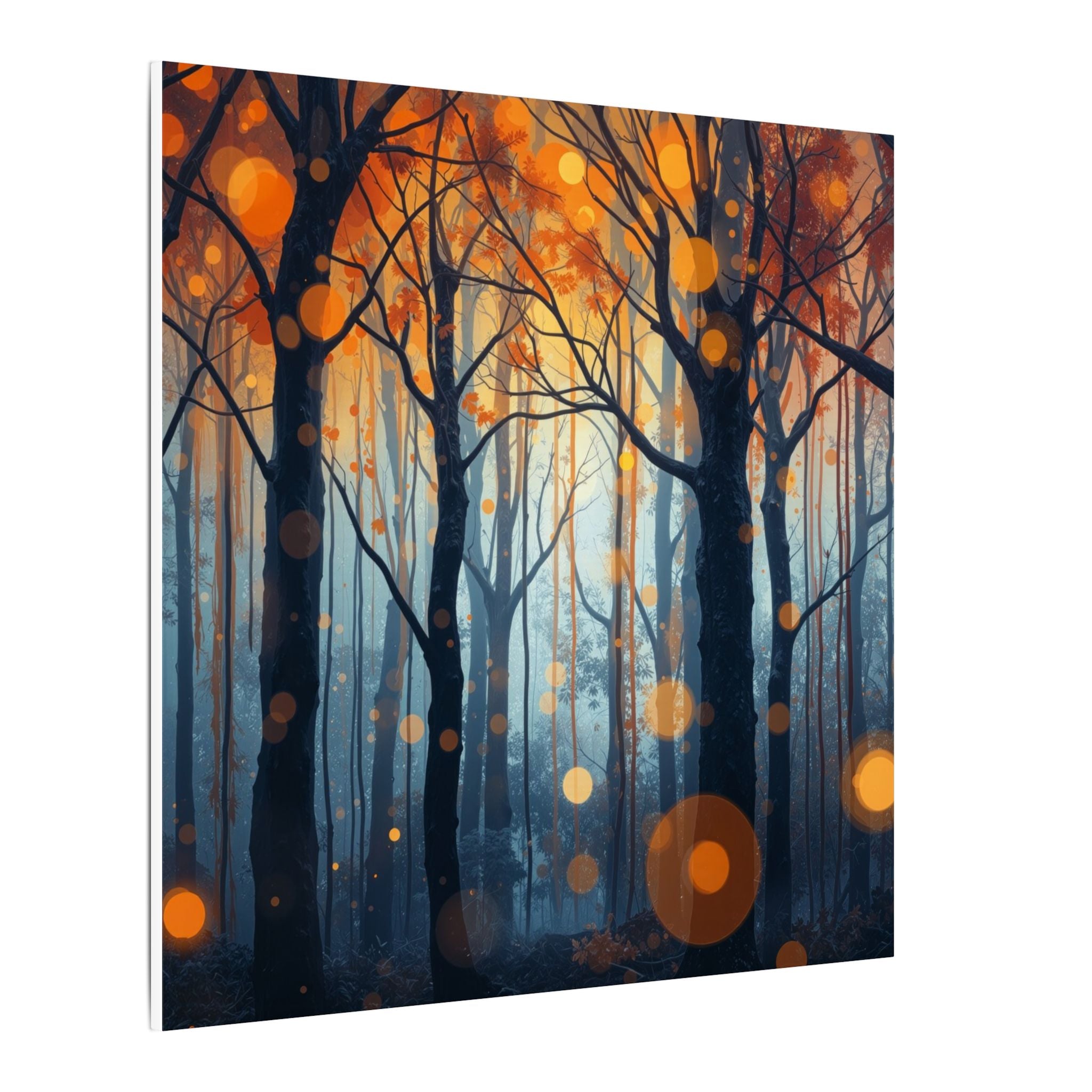 GLOW FOREST — Abstract Forest Lights Framed Canvas Wall Art