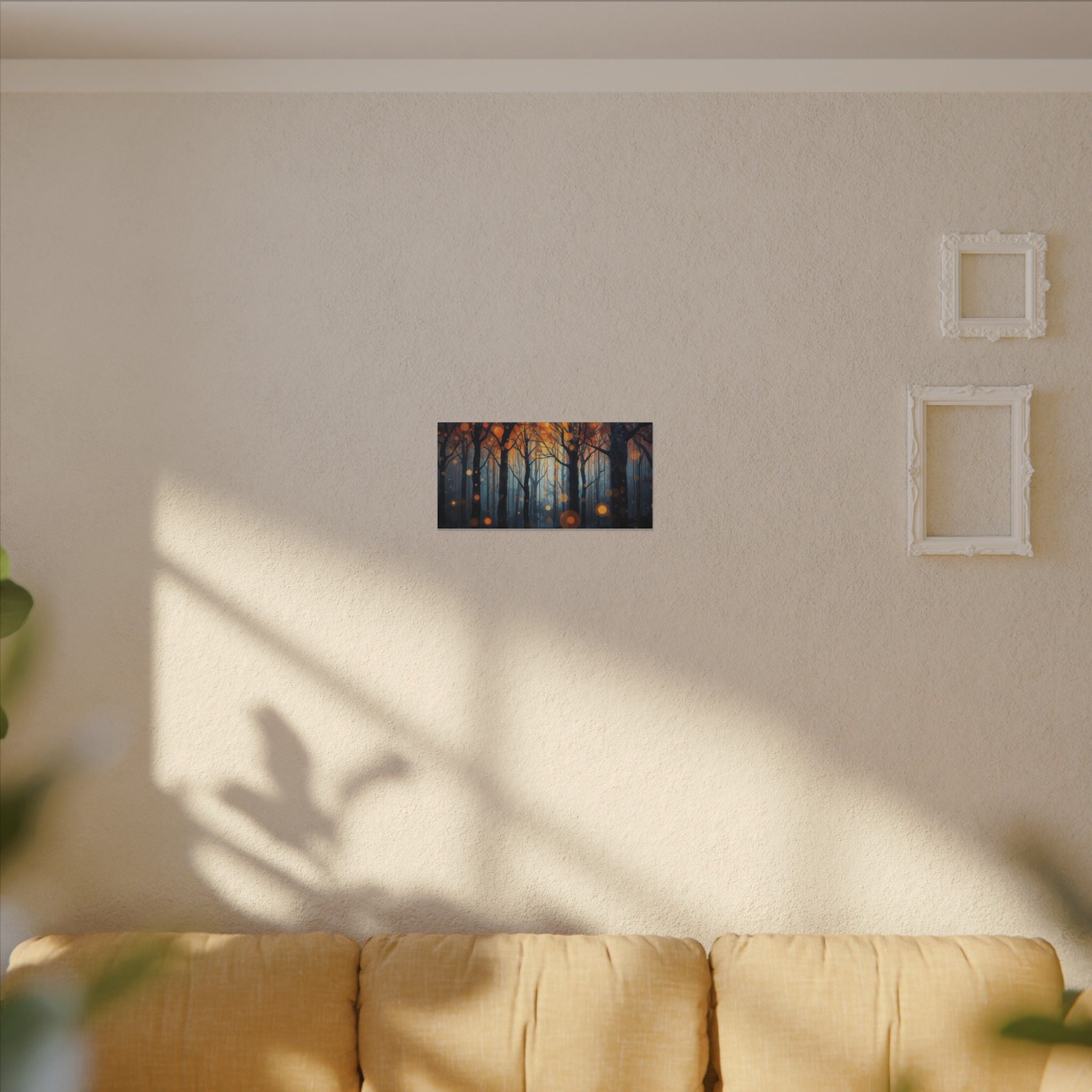 GLOW FOREST — Abstract Forest Lights Framed Canvas Wall Art