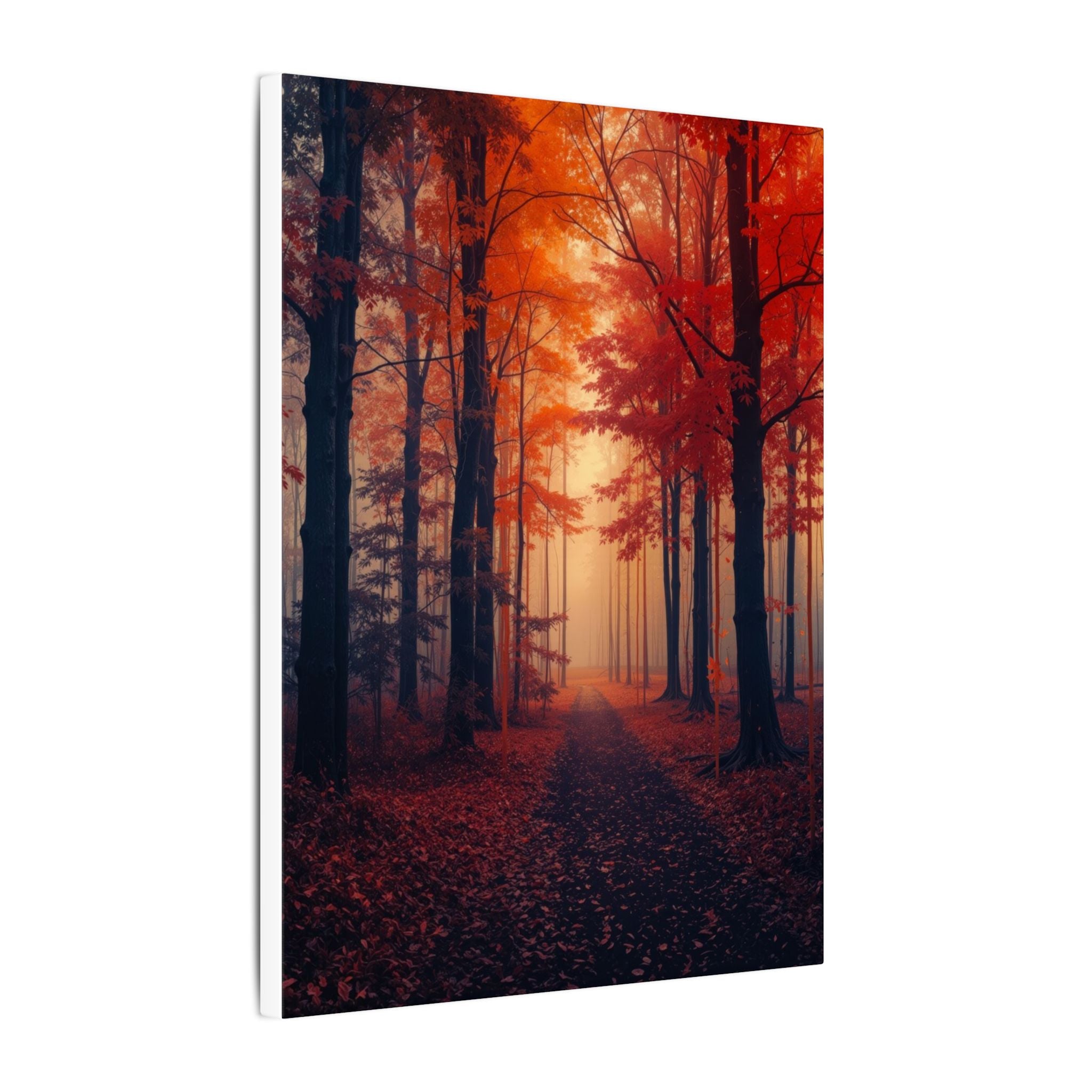 AMBER FOREST — Abstract Autumn Forest Framed Canvas Wall Art