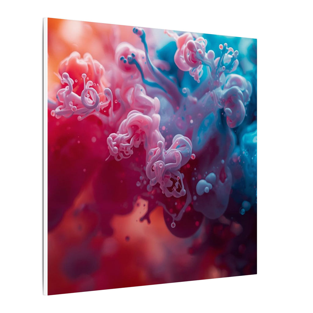 Marblewave Canvas Print — Red & Blue Ink Swirl Wall Art