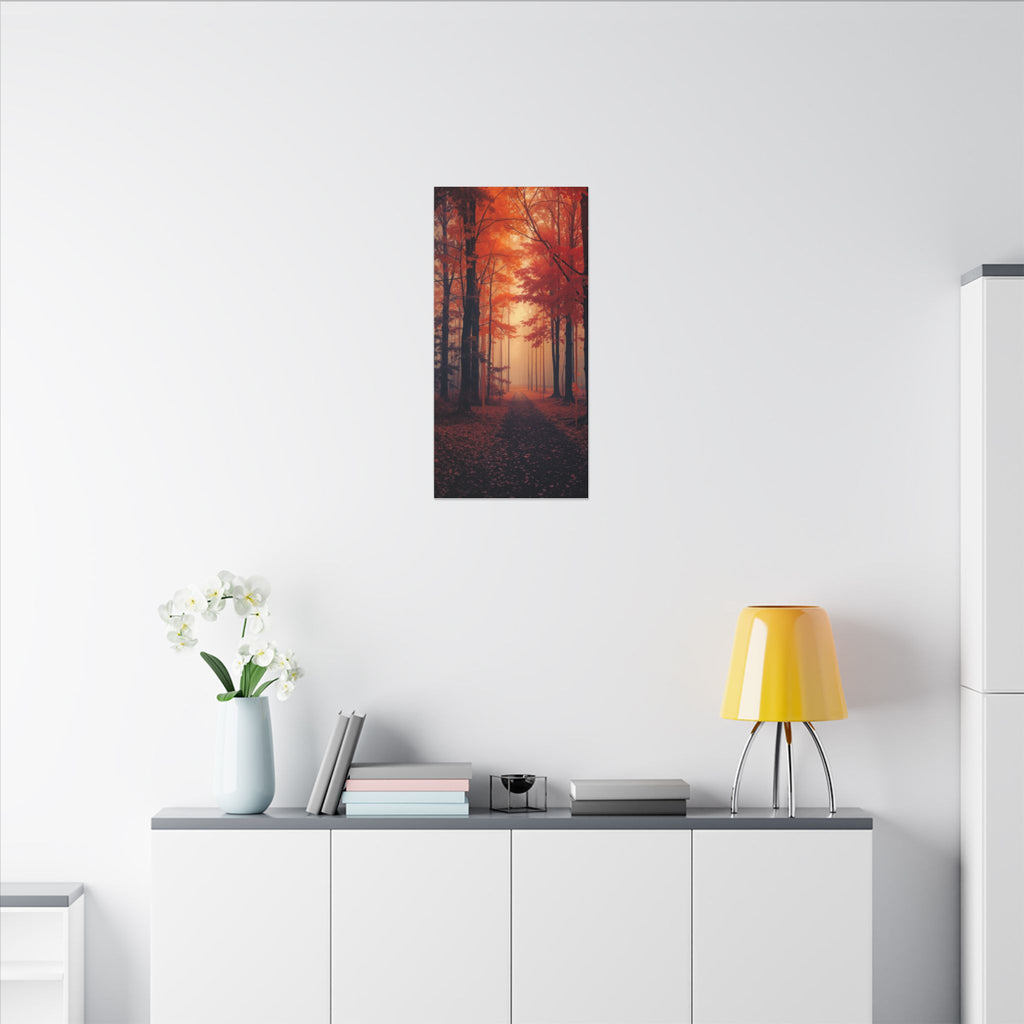 AMBER FOREST — Abstract Autumn Forest Framed Canvas Wall Art