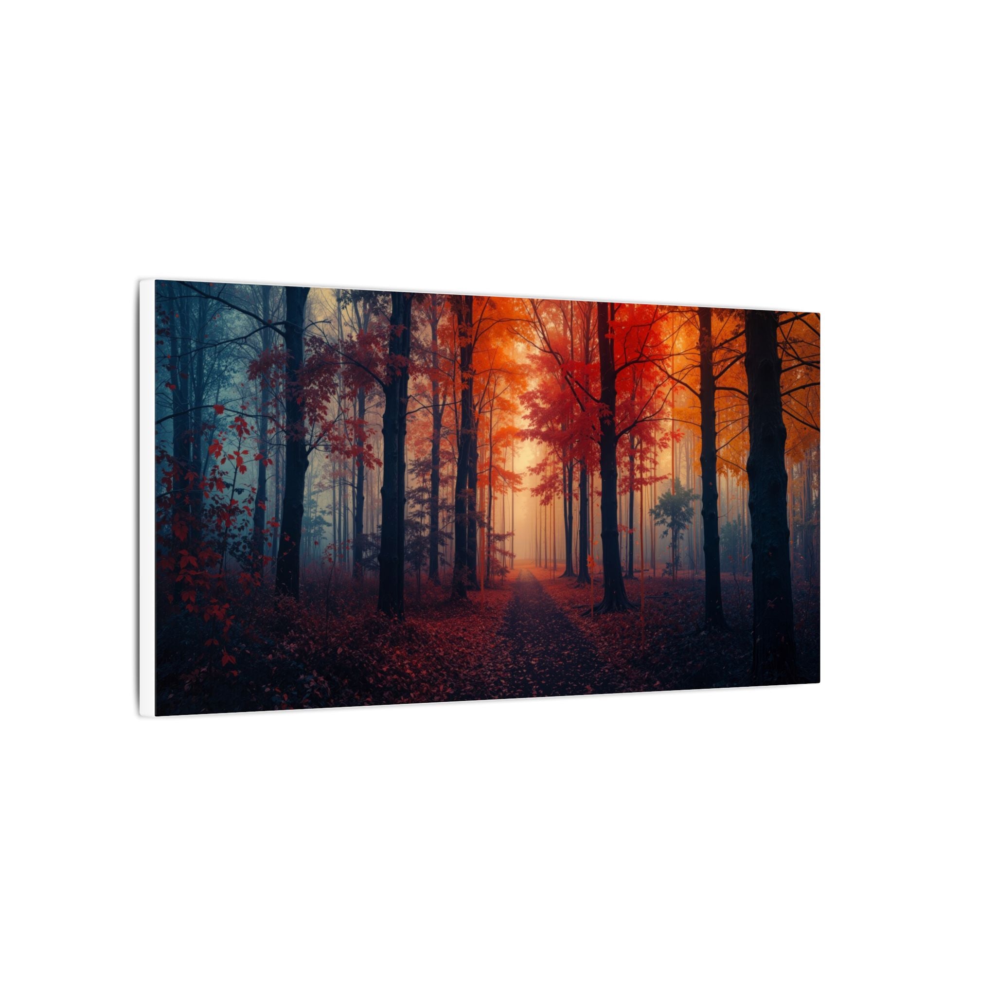 AMBER FOREST — Abstract Autumn Forest Framed Canvas Wall Art