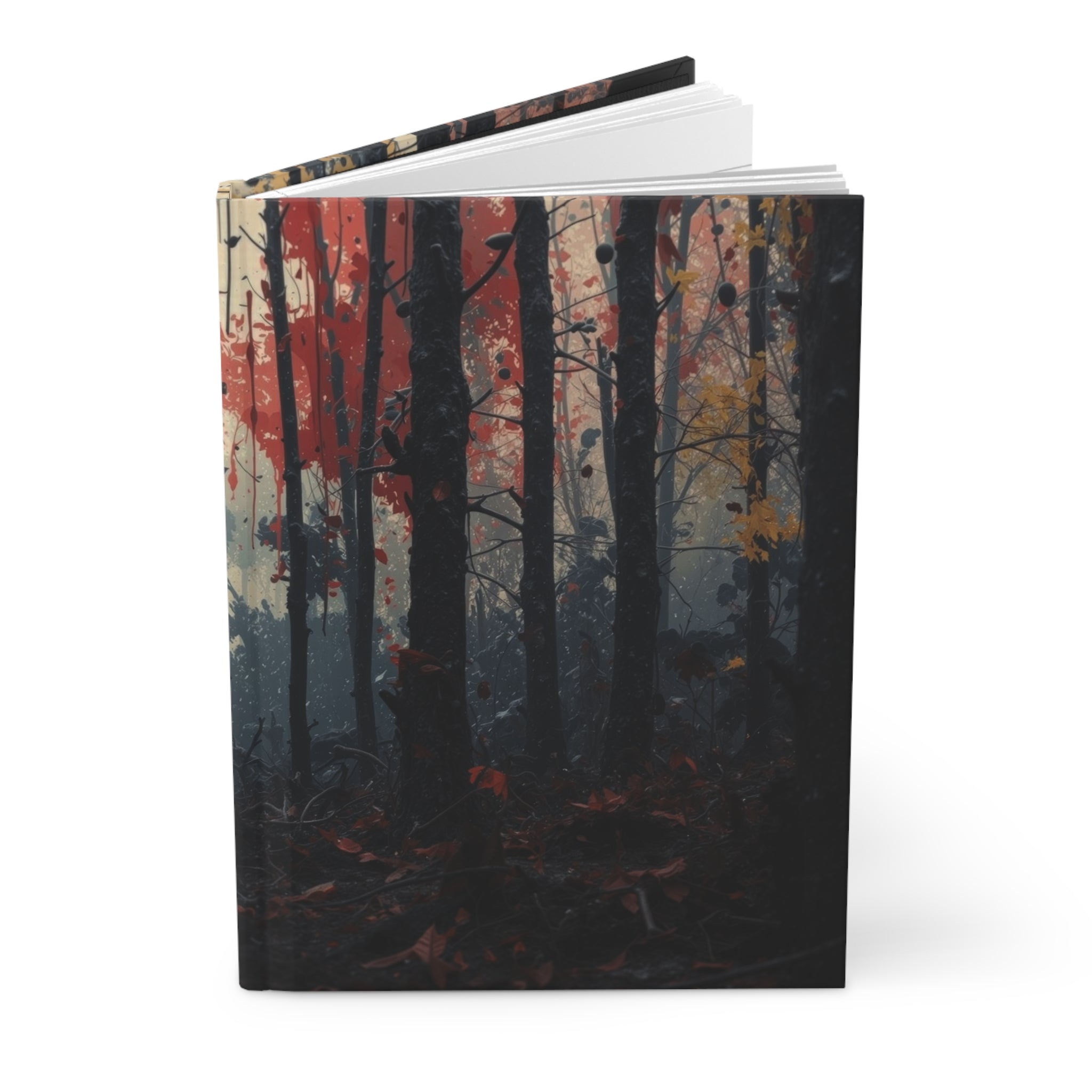 HUSHWOOD abstract forest hardcover art journal by Scattercrate — hushed moody forest notebook