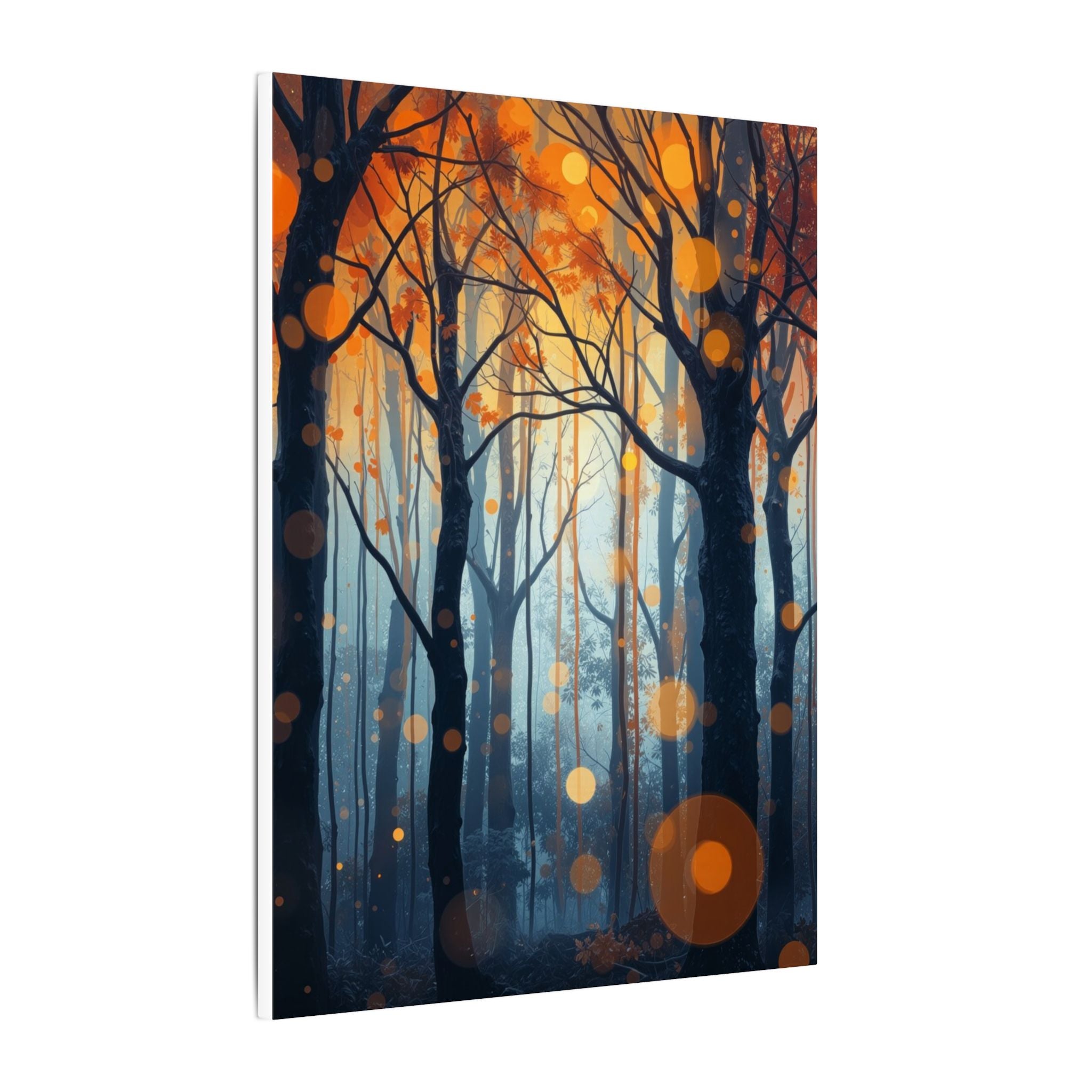 GLOW FOREST — Abstract Forest Lights Framed Canvas Wall Art
