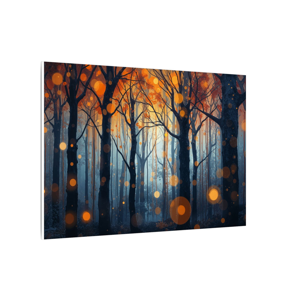 GLOW FOREST — Abstract Forest Lights Framed Canvas Wall Art