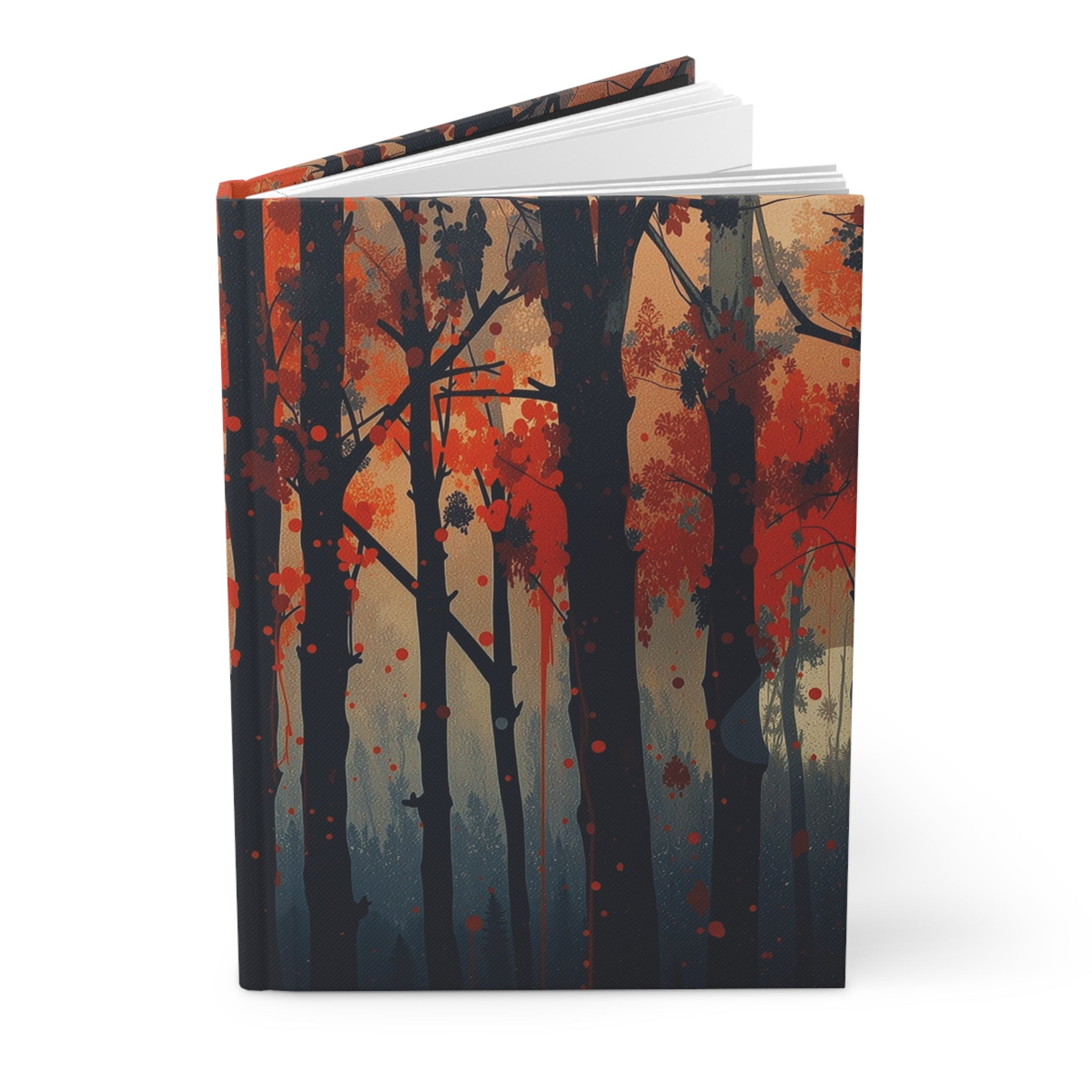 EMBERLINE burning canopy hardcover art journal by Scattercrate — ember-orange moody forest notebook