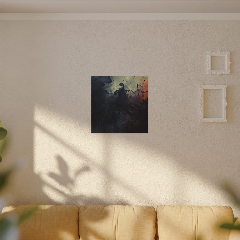 Inkscorch canvas print by Scattercrate — navy ink bleeding into firelit orange