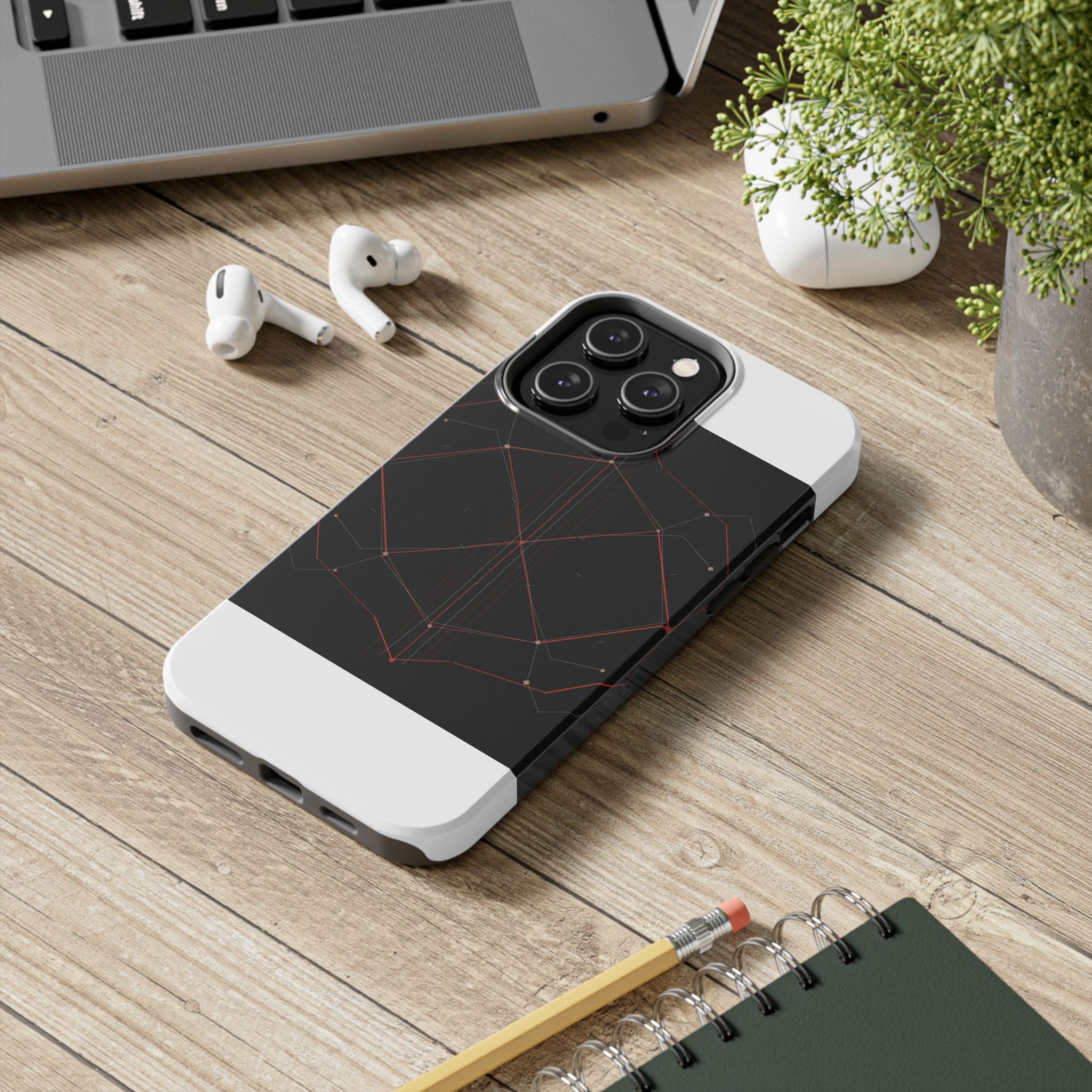 Dead Reckoning tough phone case by Scattercrate — abstract navigation art, dark geometric protective case